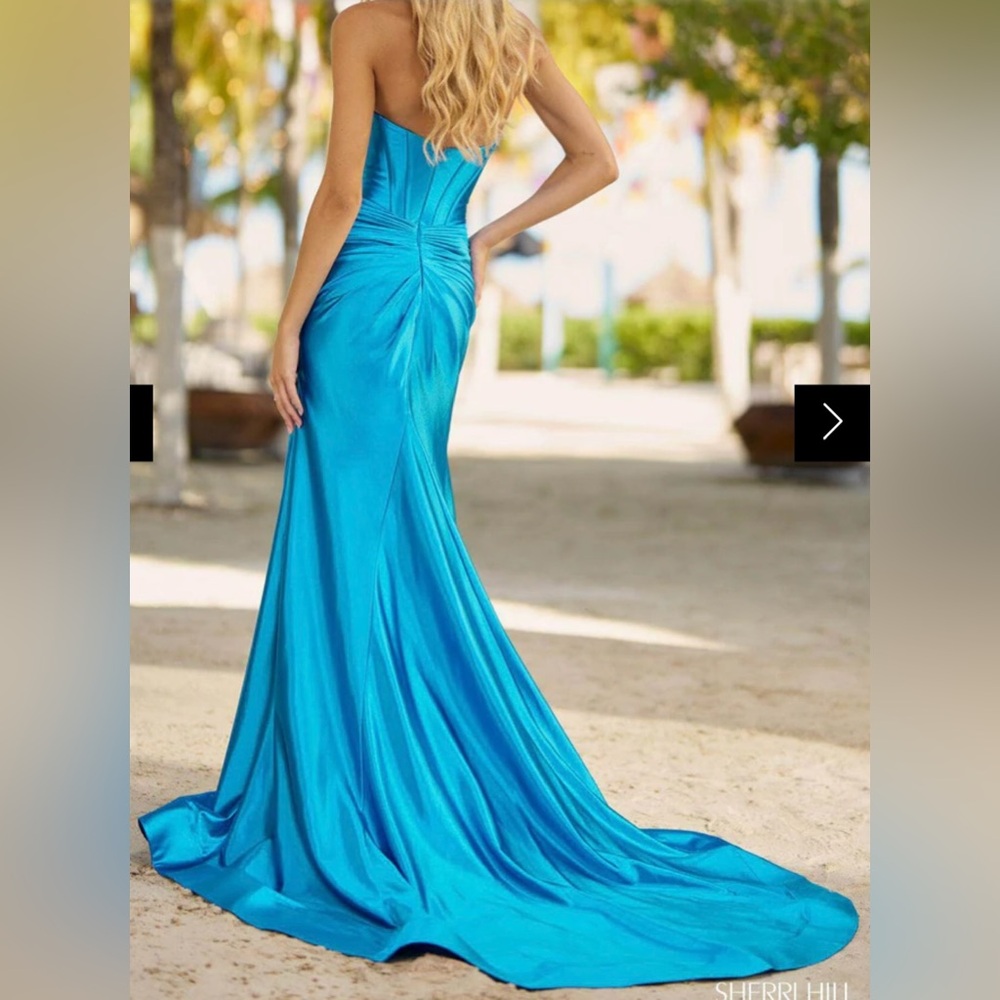 Sherri Hill Vibrant Blue Backless Dress